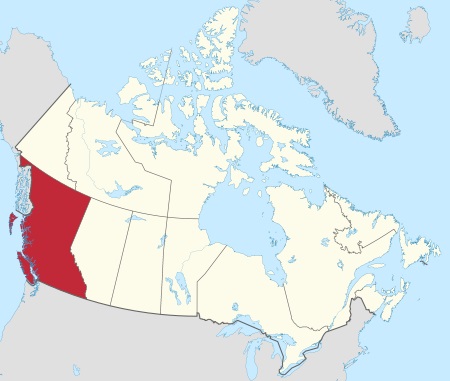 A map of British Columbia Canada