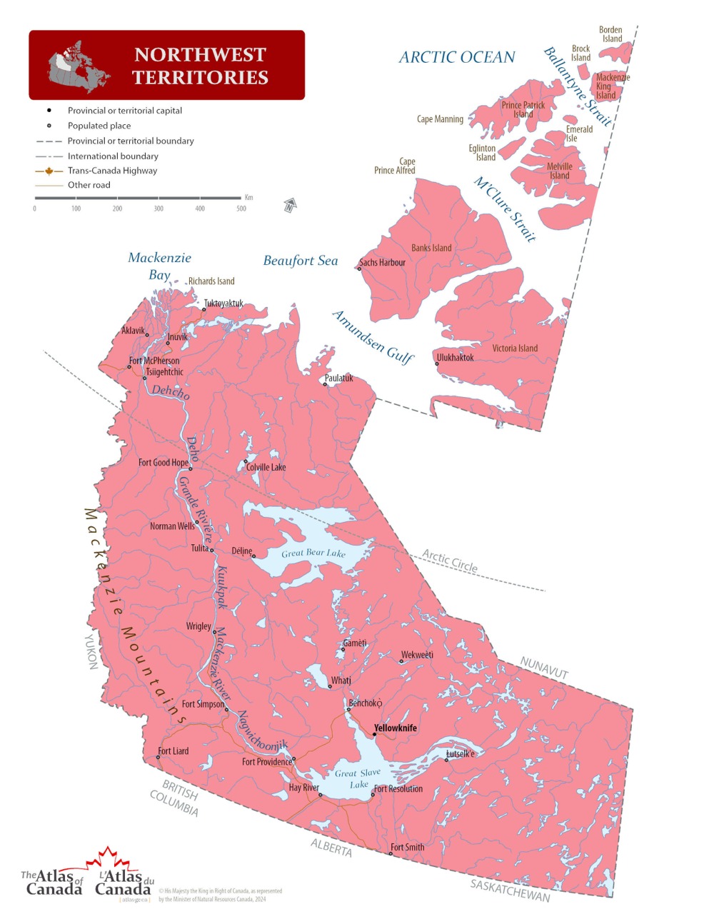 A large detailed map of Northwest Territories, Canada