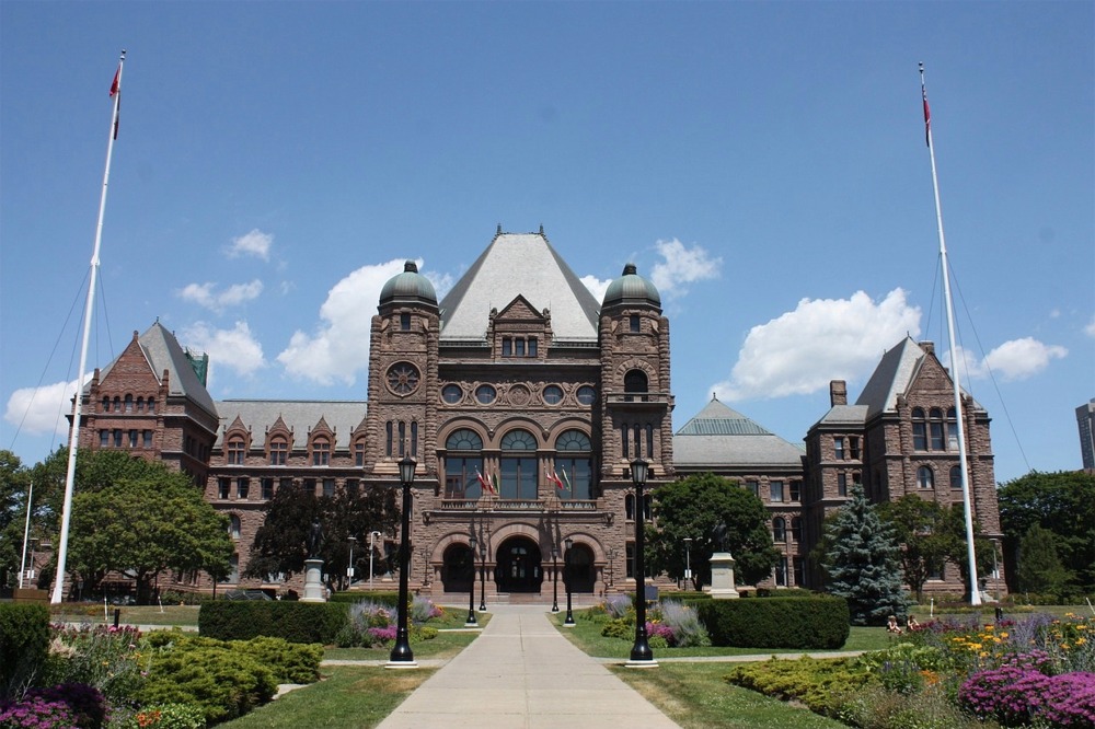 This is a photograph of the Ontario Legislative Building situated in Queens Park, Toronto, Ontario, Canada.