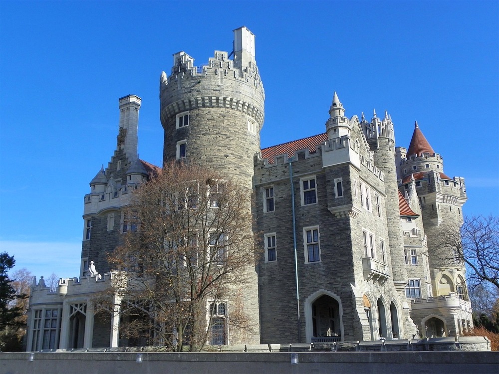 This is a photograph of Casa Loma Castle, Toronto, Ontario, Canada. Casa Loma is a Gothic Revival castle-style mansion and garden in midtown Toronto.