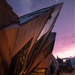 The Royal Ontario Museum in Toronto, Canada. The photo features the Michael Lee-Chin Crystal at sunset.