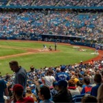 A Blue Jays baseball game at Rogers Centre (originally SkyDome) in Toronto, Ontario, Canada.
