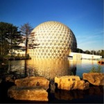 Cinesphere IMAX movie theatre, located on the grounds of Ontario Place in Toronto, Ontario, Canada.