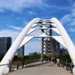 Humber Bay Arch Bridge is part of the Martin Goodman Trail along the waterfront in Toronto.