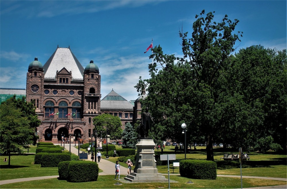 This is a photograph of the Ontario Legislative Building situated in Queens Park, Toronto, Ontario, Canada.