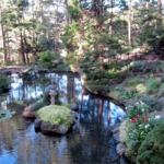 A pond, bridge and walkway in High Park in Toronto, Ontario, Canada.