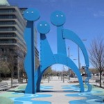 The water guardians sculpture by Canadian artists Daniel Borins and Jennifer Marman situated at Front St. E., Toronto, Ontario, Canada.