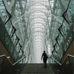 Photograph of the Allen Lambert Galleria aka 'the crystal cathedral of commerce' in Toronto, Ontario, Canada.