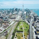 Toronto cityscape - Fort York National Historic Site, the Gardiner Expressway, and the CN Tower.