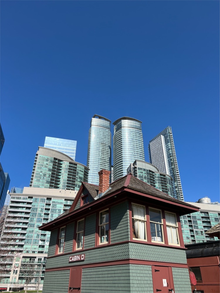 Cabin D at the Toronto Railway Museum at Roundhouse Park was built in 1896 by the Grand Trunk Railway and was used to coordinate track switches.