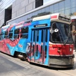 Canadian Light Rail Vehicles (CLRV) streetcar / tram in Toronto, Ontario, Canada.