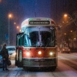 This Canadian Light Rail Vehicles (CLRV) Toronto streetcar/tram looks rather forlorn in the winter snow.